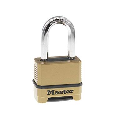 Imagem de Master Lock Fechadura de combinação, cadeado resistente a intempéries, redefinível para uso ao ar livre, acabamento em latão, M175XDLF