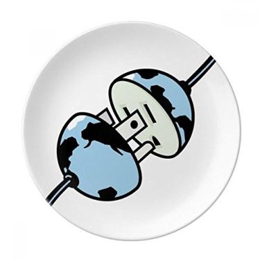 Imagem de Placa de tomada com padrão de diagrama de circuito, decoração de porcelana, louça, louça de jantar