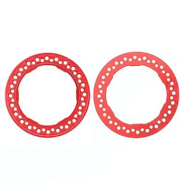 Imagem de CIADAZ 4 peças de substituição de anel de aro de roda de controle remoto de alumínio de 1,9 polegadas para carro de controle remoto de esteira 1:10 (vermelho)