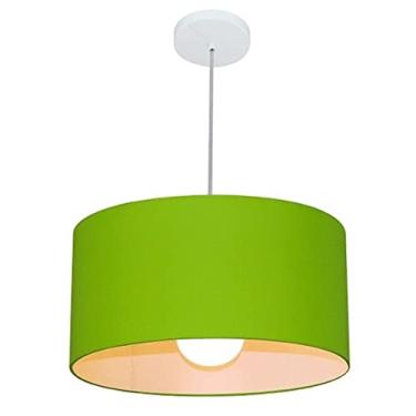 Imagem de Lustre Pendente Cilíndrico 4052 Cúpula Tecido 50x21 cm, Vivare Iluminação, Pendente4052 VL, Verde, Médio