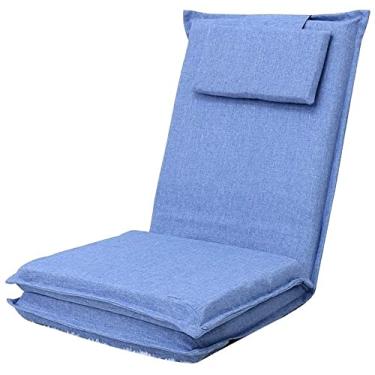 Imagem de Cadeira de chão confortável, sofá de lazer preguiçoso, encosto longo, dobrável, espreguiçadeira, 5 engrenagens, ajustável, removível e lavável, cadeira de meditação para janela de sacada, quarto, bege