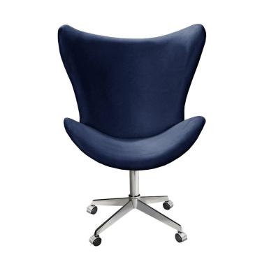 Imagem de Poltrona Alice Lisa Cadeira Egg Slim Pé Giratório com Rodinhas Recepção, Escritório Azul Marinho 210