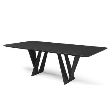 Imagem de Mesa De Jantar Chile C03 200x100 Cm Cor Laca Preto/ébano