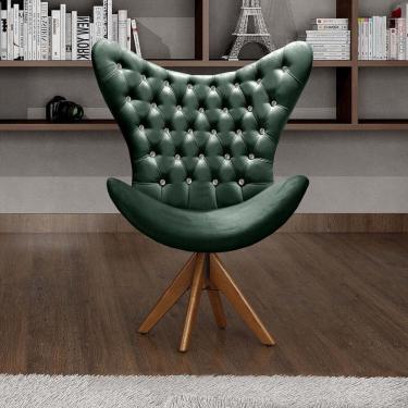 Imagem de Poltrona Alice Egg Strass Cadeira Capitonê Giratória Recepção, Escritório Verde