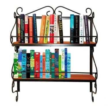 Imagem de Prateleira Para Livros De Ferro E Madeira Rústica Artesanal