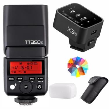 Imagem de Godox TT350C 2.4G HSS com gatilho X3-C 1/8000s TTL GN36 Flash Speedlite sem fio para Canon 5D Mark III 80D 7D 760D 60D 600D 30D 100D 1100D DigitalX etc, com difusor de filtros