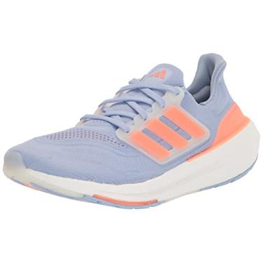 Imagem de adidas Tênis de corrida feminino Ultraboost leve (Ultraboost 23), Blue Dawn/Coral Fusion/Blue Fusion, 8