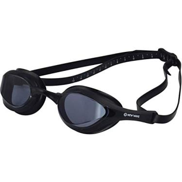 Imagem de Óculos de natação New Wave Fusion com capa protetora de armazenamento – Óculos de natação com água aberta para corridas de triatlo – Proteção UV, revestimento antiembaçante e espelhado para reduzir o brilho, Nightfall = Smoke Lens in Black Frame