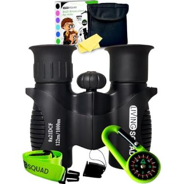 Imagem de Binóculos infantis 8 x 21 pretos - crianças de 3 a 12 anos, binóculos reais compactos à prova de choque para crianças - Óptica de alta resolução, brinquedo de presente para meninos e meninas para