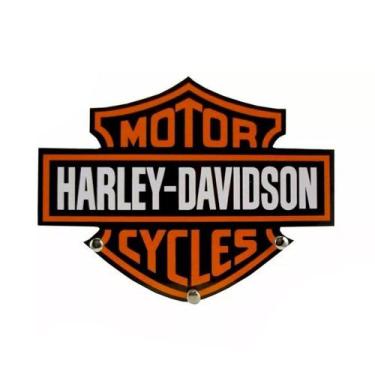 Imagem de Porta Chaves de Parede Decoração em Madeira - HD MotorCycles - Retrofe