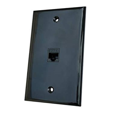Imagem de BOPLAT Placa de parede Ethernet CAT6 de 1 porta preta - Single Gang CAT 6 RJ45 Placa de cobertura de cabo de rede fêmea para fêmea para cabos Ethernet CAT7/CAT6/CAT5e