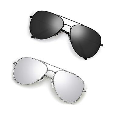 Imagem de Ziwanule Óculos de Sol Aviador Polarizados Unissex, Clássico, Metal, 100% UVA & UVB Proteção, Prateado e Preto, Piloto, 60 mm, Polarizado, Perfeito para Homens e Mulheres, Adultos