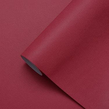 Imagem de Papel de parede vermelho de 45 cm x 299 cm, papel de parede vermelho para contato rosered para armários, vinho moderno, impermeável, autoadesivo, removível, para parede, quarto, banheiro, vinil