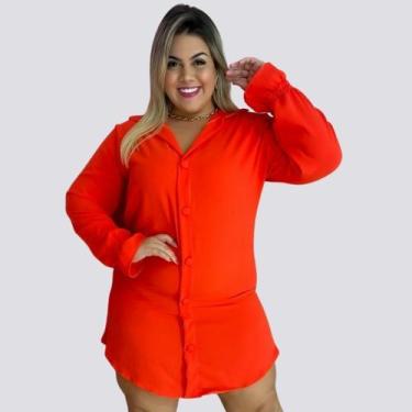 Imagem de Vestido Chemise Plus Size Camisa Manga Longa de Botões 0250 - Bellucy 
