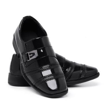 Imagem de Sapato social Oxford infantil Masculino Verniz-443 - Gael Shoes, Preto