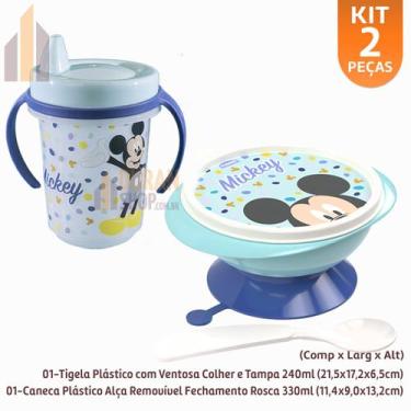 Imagem de Kit Baby Mickey Tigela com Ventosa e Caneca Trio Transição - Plasútil