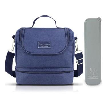 Imagem de Bolsa Térmica Necessaire Concept 2 Andar Porta Talheres Azul - Jacki D