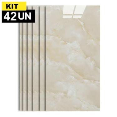 Imagem de Kit 42 Placas Painel Porcelanato Revestimento Adesivo Vinílico Marmori