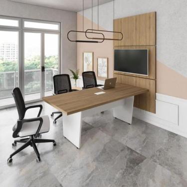 Imagem de Mesa Reunião 2,00m x 0,90m 1Cx Tomada e 3 Painéis de TV F5 - F5 Office