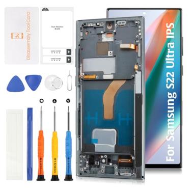 Imagem de Olivechard Tela de reposição InCell S22 Ultra Display (sem função de impressão digital) com moldura verde para Samsung Galaxy S22 Ultra SM-S908B/U/U1/W Montagem digitalizador de tela LCD sensível ao
