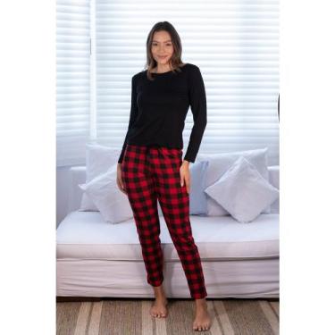 Imagem de Pijama Inverno Feminino Longo Xadrez - Empório do Algodão, Vermelho, G