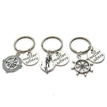 Imagem de 3 melhores presentes de amigos chaveiro para mulheres, homens, irmãs, presente de irmão, merchandise, programa de TV - Chaveiros de presente de formatura para BFF Dad Mother Friendship Christmas Birthday No Matter Where No Matter What No Matter When Jewelry Prata