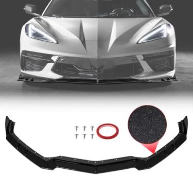 Imagem de Bracingo Aba de para-choque frontal para Chevy Chevrolet Corvette C8 Stingray Z51 Convertible Coupe 2020 2021 2022 2023 2024, queixo de lábio frontal, protetores de proteção inferior, flash de