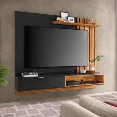 Imagem de Painel para TV até 65 Pol Ripado 180x156cm Tocantins Preto Noce
