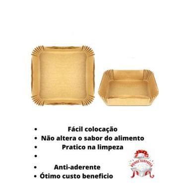 Imagem de 50 Uni Forma Airfrye Forro Papel Descartável 26 Cm Quadrado ou Redondo