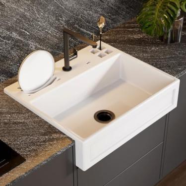 Imagem de Cuba Farm Sink Quadratta Com Calha Gourmet 70 cm Estilo Fazenda Avental