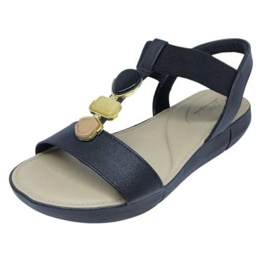 Imagem de Sandália Feminina Anabela Baixa Pedrarias Conforto Modare