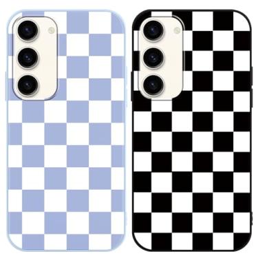 Imagem de Yomjew Pacote com 2 capas de telefone quadriculadas para Samsung Galaxy S23 5G 6,1 polegadas, xadrez, xadrez, macia, fina, à prova de choque, fosca, resistente a arranhões, capa Funda para meninas e
