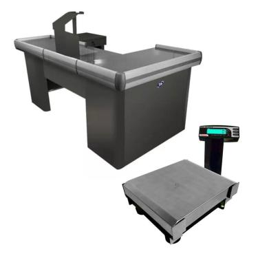 Imagem de Caixa Supermercado Empacotador Preto 2m Check Out E Balança Bivolt 30kg - Urano Bivolt