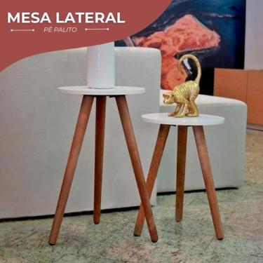 Imagem de Mesa Lateral Apoio De Canto Para Sala Quarto Decorativa - Kelan, Branc