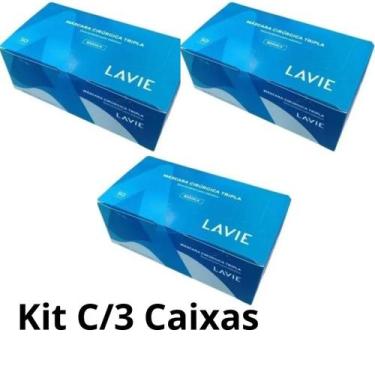 Imagem de Kit 03 Cx Máscara Cirúrgica Tripla C/ Elástico e Clip Nasal - Lavie