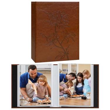 Imagem de Vienrose Álbum De Fotos Pequeno, Pacote Com 2, Capa Couro Vegano, Cada Um 50 Bolsos, Comporta 100 Verticais 4×6, Para Família, Casamento, Bebê, Aniversário (Marrom)
