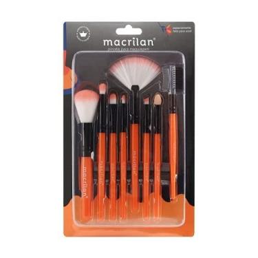 Imagem de Kit KP3-1A com 8 Pincéis para Maquiagem Macrilan - Laranja, Macrilan