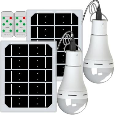 Imagem de FLYHOOM Lâmpadas solares portáteis para casa interna e galinheiro, luz de galinheiro com temporizador, luzes solares de LED para falta de energia de emergência interna