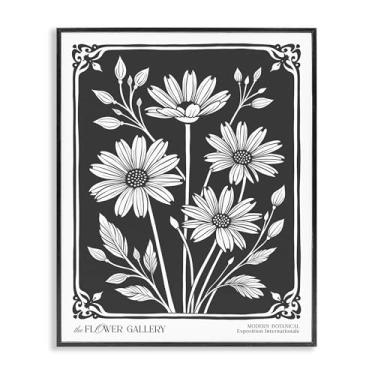 Imagem de Stupell Industries Margaridas com borda vintage preta emoldurada giclée design de arte por Lettered and Lined, 61 x 76 cm