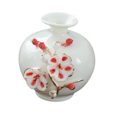 Imagem de WeiLaiKeQi Vaso de cerâmica para flores, arranjo floral, vaso de porcelana multifuncional, de plantas para quarto, mesa, prateleira, decoração de entrada, Vermelho
