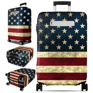 Imagem de Slohif Capa de bagagem para mala protetora aprovada pela Tsa – capa grande para viagem elástica capa de bagagem protetora lavável ajuste 55-81 cm, Bandeira, M-(26-28) Inch, Bandeira