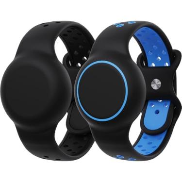 Imagem de Pulseiras impermeáveis compatíveis com AirTag para crianças, 2 pacotes com suporte de silicone com design de capa oculta, pulseira compatível com AirTag para crianças, suporte respirável para