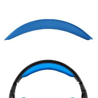 Imagem de Geekria Faixa de cabeça de tecido de malha compatível com fones de ouvido Logitech G930, G430, F450, peça de reparo de pulseira de substituição (azul).