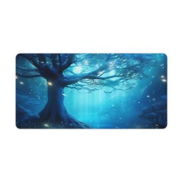 Imagem de Mouse grande para jogos estendido, base antiderrapante, impermeável, tapete de mesa com bordas costuradas, fantasia mística, azul, natureza, mousepad, tapete de teclado para escritório em casa 30 x 61