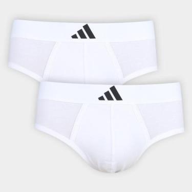 Imagem de Kit Cueca Slip Adidas Cavada 2 Peças, Branco, G