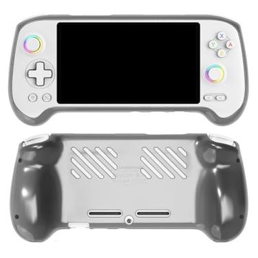 Imagem de Walieoka Capa protetora compatível com ANBERNIC RG557, capa protetora de TPU, console de jogos com aderência ergonômica - anticolisão e antiderrapante (preto transparente)