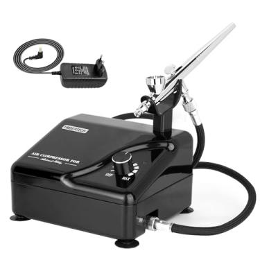 Imagem de TIMBERTECH Kit De Aerógrafo Profissional Com Compressor Multifuncional As-207K, Dupla Ação Para Tatuagem, Modelagem Artística, Decoração Bolos, Pintura Unhas E Design Automotivo