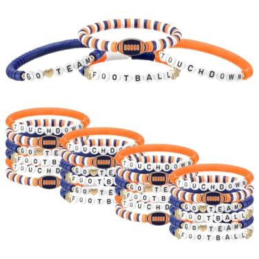 Imagem de Landical 24 pulseiras de futebol americano da amizade do time, lembrancinhas de festa de futebol para mulheres e homens, pulseira esportiva empilhável elástica para fãs de equipe suprimentos de festa