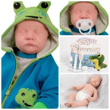 Imagem de Bebê Reborn Jacarezinho Realista com Bolsa Maternidade Kit - Cegonha R