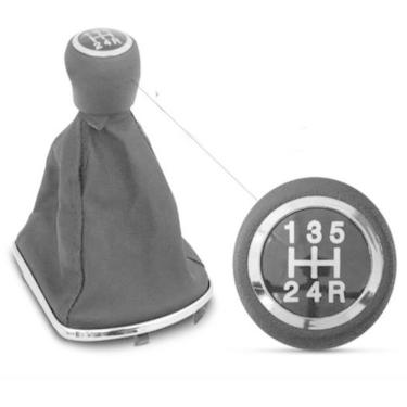 Imagem de Manopla De Câmbio Coifa Preta Fiat Base Cromada Punto Linea